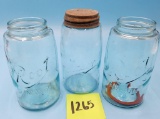 3 Antique Mason Jars= 2 Root, The Mason with Metal Lid