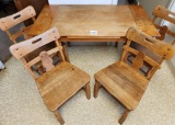 Rustic Wood Kitchen Table with 4 Chairs