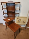 Spindle Leg End Table, Wall Shelf, and TV Tray