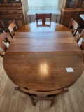 Oval Tiger Wood Dining Table with 6 Chairs