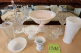 Milk Glass, Cut Glass, and Fenton Vase