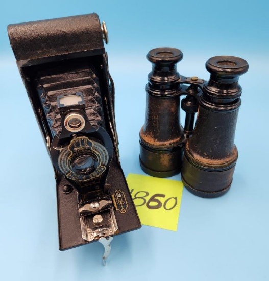 Antique Brownie Camera and Binoculars