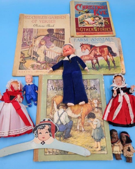 German Sailor Doll, Books, Wood Hanger, and more