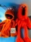 2 Orange Monster Hand Puppets