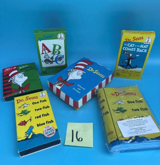 Dr Seuss Videos, Note Cards, and "Fish Book" Tin
