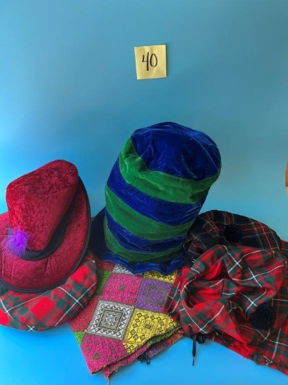 Fun Fabric Hats, Red Plaid Scarf, and more