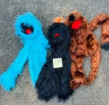 3 Furry Monsters Hand Puppets