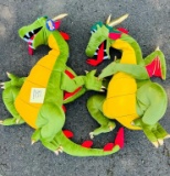 2 Bright Green Dragon Plush 