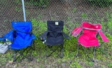 3 Folding Camp Chairs= Med Blue, Drk Blue, & Pink