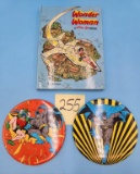 Wonder Woman Pop-up Book & 2 Batman Buttons