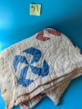 Vintage Hand Stitched Pinwheels Quilt