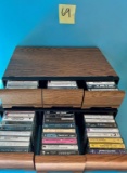 Vintage 6 Drawer Cassette Tape Holder & Cassettes