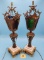 2 Brass/ Color Glass Panels Lamps