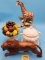 Giraffe, Fruit Bowl, Lion, & White Tureen