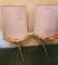 2 Vintage Round Floral Metal Tables, & Shades