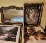 Ornate Framed Mirror, Framed Artwork, & more