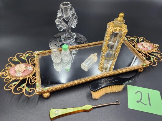 Mirrored Tray, Max Factor Face Powder Brush and more
