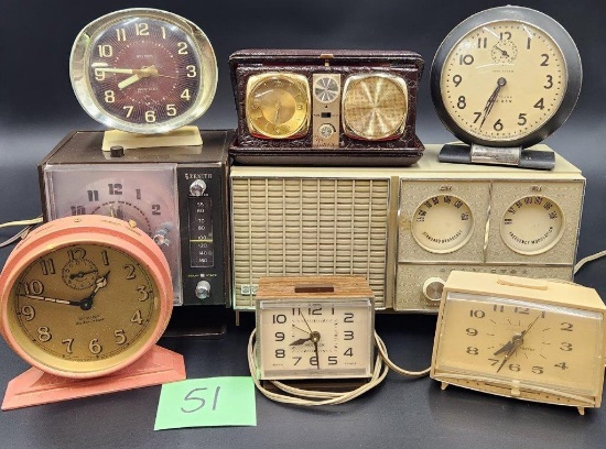 Collection of Clocks including Zenith Clock Radio and more