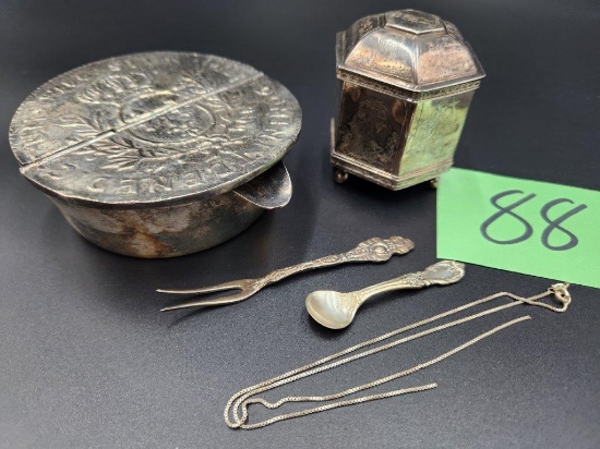 Sterling "Marriage Box", Sterling Utensils and more