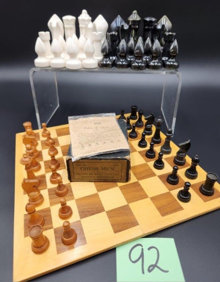 Ceramic Mid Century Modern Chess pieces and Chess Sets