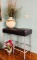 Pair Tall Bar Stools, Ceramic Vase With Faux Grass