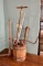 Vintage Pick Axe, Hand Pump, Wood Barrel, And More