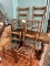 Four Vintage Wood Chairs With Rawhide Strip Seats