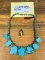 Chunk Turquoise Necklace And Abalone And Stone Pendant