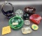Cobalt Glass Basket, Murano Green Ashtray,