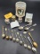 Collector Sterling Spoons, Glass Powder Jars With Lids