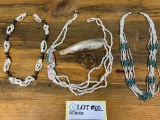 1970s Tropical Bird Mother Of Pearl Chip Necklace