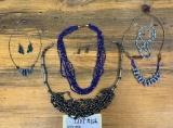 Pair Multi Strand Bead Necklaces, Dangle Earrings
