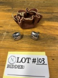 Sterling Silver Monogram Cufflinks And Leather Bag