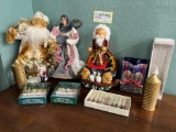 Santa In Faux Fur Trim Outfit, Angel Tree Topper