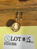 Victorian Horseshoe Locket And Pearl Drop Earrings