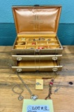 Large Vintage Locking Jewelry Box With 2 Drawers