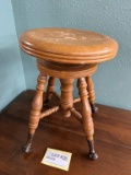 Vintage Wood Piano Stool With 