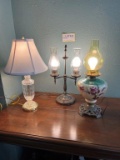 Trio Of Vintage Table Lamps Includes Cut Glass Base Lamp