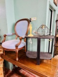 Vintage Upholstered Arm Chair, Desk Lamp