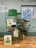 1930s Metal Gooseneck Desk Lamp, Metal Rack,