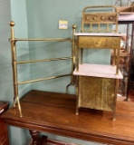 Vintage Brass Blanket Rack, Plus Brass And Marble Stand