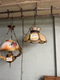 Victorian Style Curved Panel Slag Glass Pendant Light
