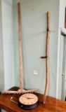 Vintage Hay Rake, Two Hand Peg Wood Tool Handle