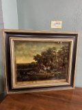 British Red Coat Fox Hunting Print On Glass