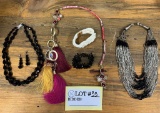 Boho Keychain With Tassels, Multi Strand Bead Necklace,