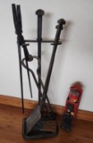 Vintage Fireplace Tools And Rack And Match Holder