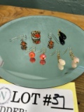 Vintage 10k Gold Inset Stone Ring With Matching Earrings