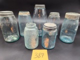 Vintage Collection Of Masons Canning Jars