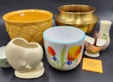 Ceramic Planters, Heart Vase, Mini Basket And Vase