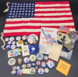 Small American Flag, Collection Political Buttons